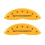 MGP Yellow Caliper Covers 13009SSTYYL Brake Covers, Engraved Front and Rear: Stingray, powder coat finish, black characters thumbnail 1