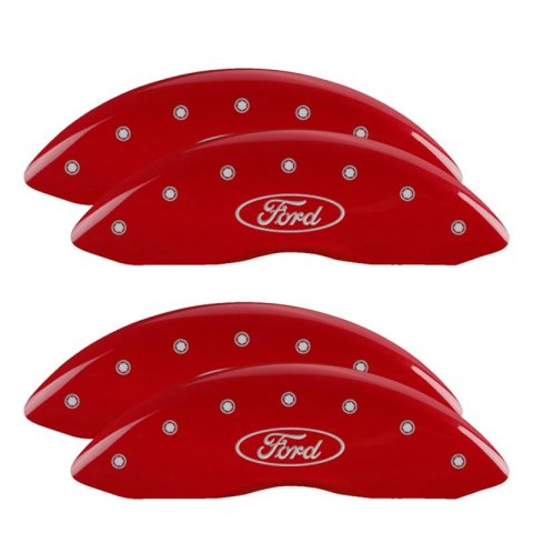 MGP Caliper Covers - Brake for 2008-2012 F-250 SUPER DUTY, F-350 DUTY 10120SCLCRD Set Of 4 Classic Covers, Red Powder Coat Finish