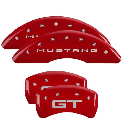 MGP Caliper Covers - Brake for 2024 MUSTANG 10269SCLCBK Set Of 4 Covers, No Engraving: Classic Covers, Black Powder Coat Finish, Silver Characters