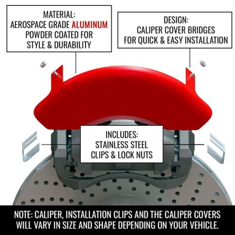 MGP Caliper Covers Brake 14265SCUSDF Set of 4 caliper covers, Engraved Front and Rear: Custom Graphics, Designated finish