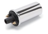 Edelbrock Max-Fire Ignition Coils 22740 Coil, Max Fire, Round, Oil, Chrome, 40,000 Volts, Each thumbnail 1