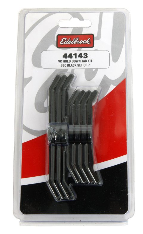 Edelbrock Black Valve Cover Hold-Down Tabs 44143 Tabs, Steel, Black, Chevy, Big Block, Set of 7