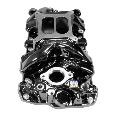 Edelbrock Performer RPM Intake Manifolds 7101-BP Manifold, RPM, Dual Plane, Aluminum, Black Plasma Coated, Square Bore, Chevy, Small Block, Each