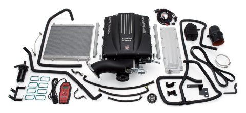 Edelbrock E-Force GM Truck and SUV Stage 1 Street Legal Supercharger Kits for 2007-2013 SIERRA 1500, 2009-2013 SILVERADO 1500 - 1579 System, E-Force, Serpentine, Black Powdercoated, Intercooler, Chevy, GMC, 6.2L, Kit
