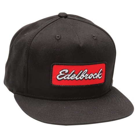 Edelbrock Badge Snapback Hats 289424 Hat, Ball Cap, Black, Cotton, Snap Closure, Edelbrock, Adult, One Size Fits All, Each