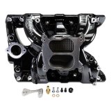 Edelbrock Performer RPM Intake Manifolds 7156-BP Manifold, RPM, Dual Plane, Black Plasma Coated, Natural, Square/Spread Bore, Pontiac, 326-455, Each thumbnail 1