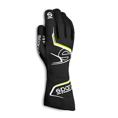 Sparco Arrow K Karting Gloves 00255709NRGF Driving Gloves, Gloves, One Layer, Polyamide, Black/Yellow, Small, Pair