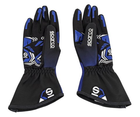Sparco Rush Karting Gloves 00255609BXNR Driving Gloves, Gloves, One Layer, Polyamide/Cotton, Blue/Black, Small, Pair