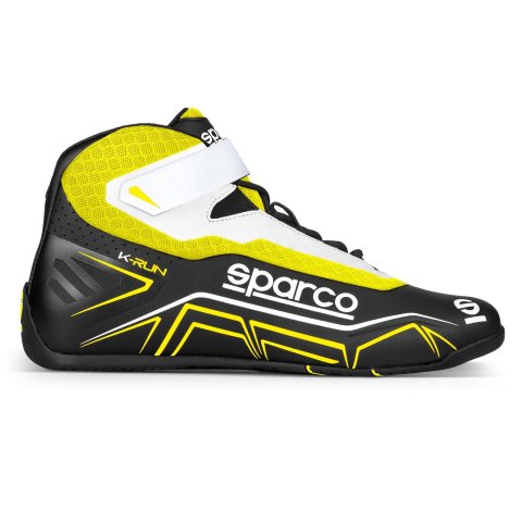 Sparco K-Run Driving Shoes 00127136NRGF & Boots, Shoes, Mid-top, Microfiber Outer, Black/Yellow, Natural Rubber Outer Sole, European Shoe Size 36, Pair
