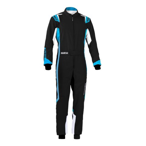 Sparco Thunder Karting Suits 002342NRAZ3L Driving Suits, Suits, One-piece, 2 Layers, Polyester/Polyamide, Black/Blue, CIK/FIA N2013.1 Rating, Men's Large, Each