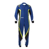 Sparco Kerb Karting Suits 002341BNGB3L Driving Suits, Suits, One-piece, 2 Layers, Polyamide, Navy Blue/Black/Yellow, CIK/FIA N2013.1 Rating, Men's Large, Each thumbnail 1