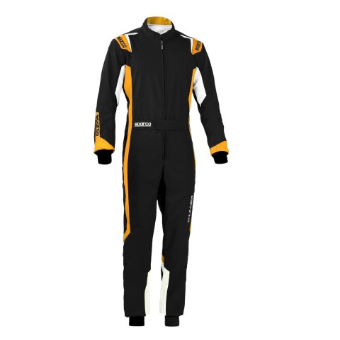 Sparco Thunder Karting Suits 002342NRAF2M Driving Suits, Suits, One-piece, 2 Layers, Polyester/Polyamide, Black/Orange, CIK/FIA N2013.1 Rating, Men's Medium, Each