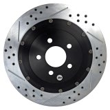 Baer Brakes EradiSpeed+ 1 Brake Rotors 2262019 Rotor, EradiSpeed-Plus 2, Cross-Drilled, Slotted, Iron, Zinc Plated, Rear, Ford, Pair thumbnail 1