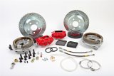 Baer Brakes SS4 Disc Brake Systems 4302390R Kit, SS4, Rear, Cross-drilled/Slotted Rotors, 4-piston Red Powdercoated Calipers, Chevy, Pontiac, Kit thumbnail 1