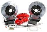 Baer Brakes Claw Extreme+ Disc Brake Systems 4261115R Kit, Extreme+, Front, Cross-drilled/Slotted Rotors, 6-piston Red Powdercoated Calipers, Ford, Kit thumbnail 1