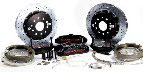 Baer Brakes Claw Pro+ Disc Brake Systems 4262193B Kits, Pro Plus, Rear, Cross-drilled/Slotted Rotors, 6-piston Black Powdercoated Calipers, Ford 9 in., Torino Bearing, RWD, Kit