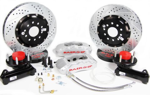 Baer Brakes Claw Pro+ Disc Brake Systems 4301507S Kit, Pro+, Front, Cross-drilled/Slotted Rotors, 6-piston Silver Powdercoated Calipers, Ford, Kit