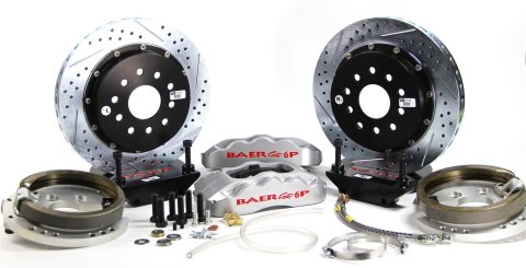 Baer Brakes Claw Pro+ Disc Brake Systems 4262296S Kits, Pro Plus Systems, Rear, Cross-drilled/Slotted Rotors, 6-piston Silver Powdercoated Calipers, Ford, Kit