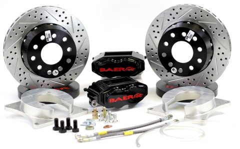 Baer Brakes SS4+ Disc Brake Systems 4262690B Kits, SS4 Plus Systems, Rear, Cross-drilled/Slotted Rotors, 4-piston Black Powdercoated Calipers, Ford, Kit