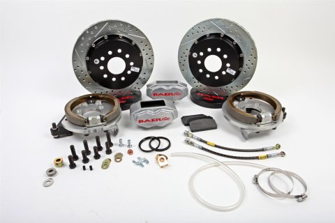 Baer Brakes SS4+ Disc Brake Systems for 1982-1992 CAMARO, FIREBIRD - 4302393S Kit, SS4+, Rear, Cross-drilled/Slotted Rotors, 4-piston Silver Powdercoated Calipers, Chevy, Pontiac, Kit