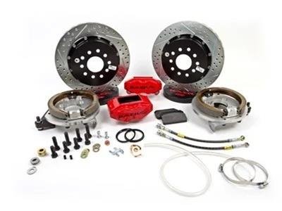 Baer Brakes SS4+ Disc Brake Systems 4262275R Kits, SS4 Plus Systems, Rear, Cross-drilled/Slotted Rotors, 4-piston Red Powdercoated Calipers, Ford, Kit thumbnail 3