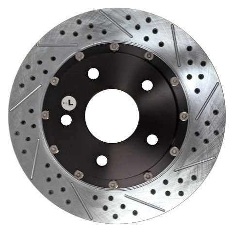 Baer Brakes EradiSpeed+ Brake Rotors 2301013 Rotor, EradiSpeed-Plus, Cross-Drilled, Slotted, Iron, Zinc Plated, Front, Chevy, Pair thumbnail 1