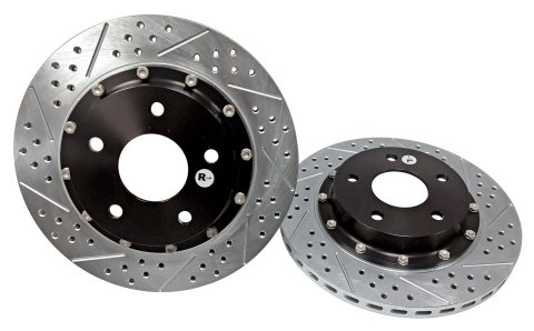 Baer Brakes EradiSpeed+ Brake Rotors 2301013 Rotor, EradiSpeed-Plus, Cross-Drilled, Slotted, Iron, Zinc Plated, Front, Chevy, Pair thumbnail 2