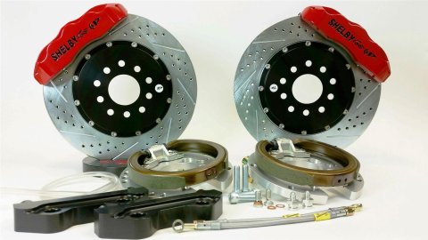 Baer Brakes Claw Pro+ Disc Brake Systems 4262169R Kits, Pro Plus Systems, Rear, Cross-drilled/Slotted Rotors, Red Calipers, Ford 9 in., Torino Bearing, RWD, Kit