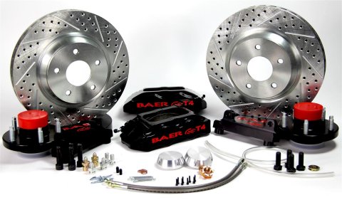 Baer Brakes Track4 Disc Brake Systems 4261297B Brakes, Track4, Front, Cross-drilled/Slotted Rotors, 4-piston Black Calipers, Ford, Mercury, Kit thumbnail 1