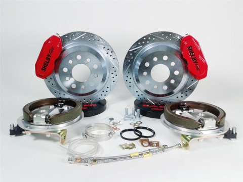 Baer Brakes SS4 Disc Brake Systems 4262350R Kits, Systems, Rear, Cross-drilled/Slotted Rotors, 4-piston Red Powdercoated Calipers, Ford, Kit thumbnail 1