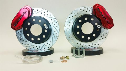 Baer Brakes SS4+ Deep Stage Drag Race Disc Brake Kits 4261376FR Brakes, Race, Front, Cross-drilled/Slotted Rotors, 4-piston Red Calipers, Ford, Kit