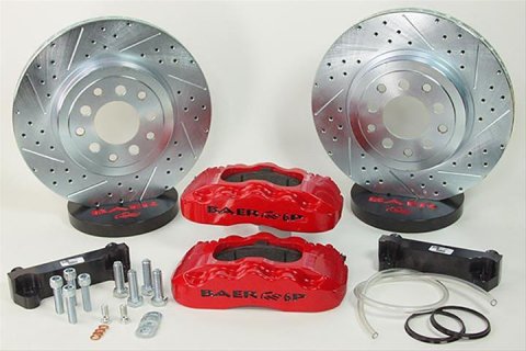 Baer Brakes Pro Brake Kits 4401000R Disc Kit, Pro, Front, Cross-drilled/Slotted Rotors, 6-piston Red Powdercoated Calipers, Jeep, Kit thumbnail 2