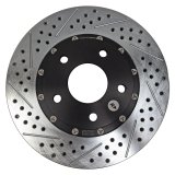 Baer Brakes EradiSpeed+ Brake Rotors 2301006 Rotor, EradiSpeed-Plus, Cross-Drilled, Slotted, Iron, Zinc Plated, Front, Chevy, Pontiac, Pair thumbnail 1