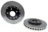Baer Brakes EradiSpeed+ Brake Rotors 2301006 Rotor, EradiSpeed-Plus, Cross-Drilled, Slotted, Iron, Zinc Plated, Front, Chevy, Pontiac, Pair thumbnail 2
