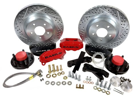 Baer Brakes SS4 Disc Brake Systems 4301526R Kit, SS4, Front, Cross-drilled/Slotted Rotors, 4-piston Red Powdercoated Calipers, Buick, Chevy, GMC, Oldsmobile, Pontiac, Kit