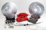 Baer Brakes Track4 Disc Brake Systems 4261276R Brakes, Track4, Front, Cross-drilled/Slotted Surface Rotors, 4-piston Red Calipers, Ford, Kit thumbnail 1