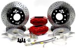 Baer Brakes SS4+ Disc Brake Systems 4262325R Kits, SS4 Plus Systems, Rear, Cross-drilled/Slotted Rotors, Red Powdercoated Calipers, Ford 8/9 in., Torino Bearing, RWD, Kit thumbnail 1