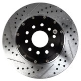 Baer Brakes EradiSpeed+ Brake Rotors 2301011 Rotor, EradiSpeed-Plus, Cross-Drilled, Slotted, Iron, Zinc Plated, Front, Cadillac, Chevy, Pair thumbnail 1