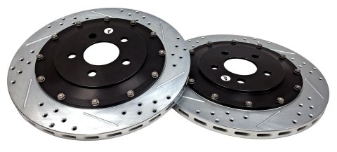 Baer Brakes EradiSpeed+ 1 Brake Rotors 2262022 Rotors, One, Cross-drilled, Slotted, Iron, Zinc Plated, Front, Ford, Pair thumbnail 1