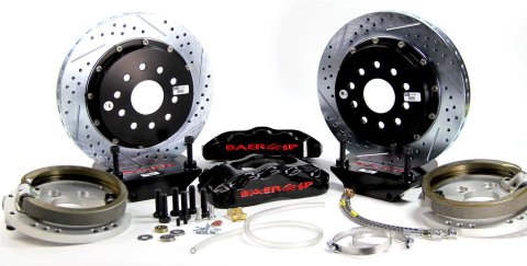 Baer Brakes Claw Pro+ Disc Brake Systems 4302487B Kit, Pro+, Rear, Cross-drilled/Slotted Rotors, 6-piston Black Powdercoated Calipers, Buick, Chevy, Kit