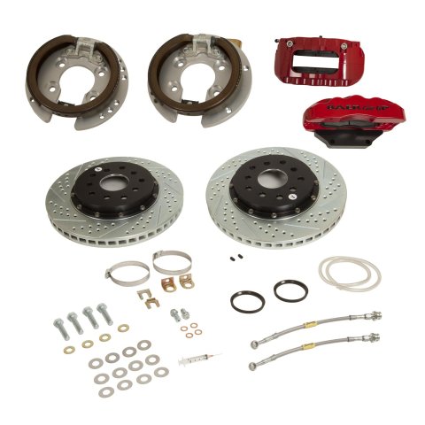 Baer Brakes Claw Pro+ Disc Brake Systems 4262666R Kits, Pro Plus Systems, Rear, Cross-drilled/Slotted Rotors, 6-piston Red Powdercoated Calipers, Ford, Kit
