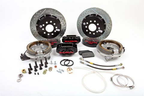 Baer Brakes SS4 Disc Brake Systems for 1975-1981 CAMARO, FIREBIRD - 4302314B Kit, SS4, Rear, Cross-drilled/Slotted Rotors, 4-piston Black Powdercoated Calipers, Chevy, Pontiac, Kit