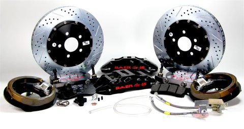 Baer Brakes Claw Extreme+ Disc Brake Systems 4262093B Kits, Extreme Plus Systems, Rear, Cross-drilled/Slotted Rotors, Black Calipers, Small Ford (3.375 in. x 2.00 in.), Kit