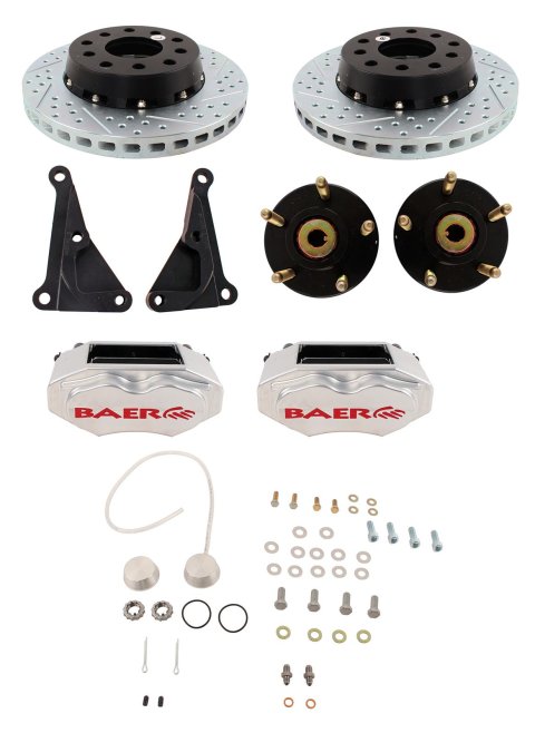 Baer Brakes SS4+ Disc Brake Systems 4261415C Kits, SS4 Plus Systems, Front, Cross-drilled/Slotted Rotors, 4-piston Clear Powdercoated Calipers, Ford, Kit
