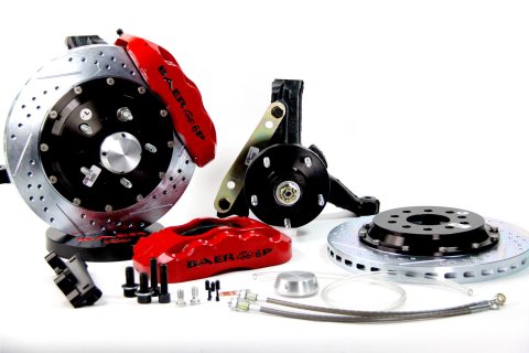 Baer Brakes Claw Pro+ Disc Brake Systems 4301363R Kit, Pro+, Front, Cross-drilled/Slotted Rotors, 6-piston Red Powdercoated Calipers, Buick, Chevy, Kit