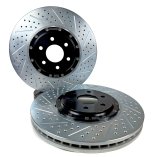 Baer Brakes EradiSpeed+ Brake Rotors 2301062 Rotor, EradiSpeed-Plus, Cross-Drilled, Slotted, Cast Iron, Zinc Plated, Front, Cadillac, Pair thumbnail 1