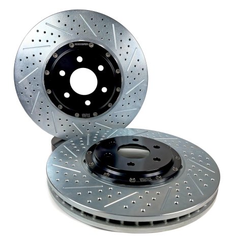 Baer Brakes EradiSpeed+ Brake Rotors 2301062 Rotor, EradiSpeed-Plus, Cross-Drilled, Slotted, Cast Iron, Zinc Plated, Front, Cadillac, Pair