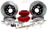 Baer Brakes SS4+ Disc Brake Systems 4262689R Kit, SS4+, Rear, Cross-drilled/Slotted Rotors, 4-piston Red Powdercoated Calipers, Ford, 9 in., Big, Kit thumbnail 2