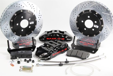 Baer Brakes Claw Extreme+ Disc Brake Systems 4301114B Kits, Extreme Plus Systems, Front, Cross-drilled/Slotted Rotors, 6-piston Black Powdercoated Calipers, Cadillac, Kit
