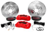 Baer Brakes Pro Brake Kits 4301299R Disc Brakes, Pro, Front, Cross-drilled/Slotted Surface Rotors, 6-piston Red Calipers, Chevy, Kit thumbnail 1